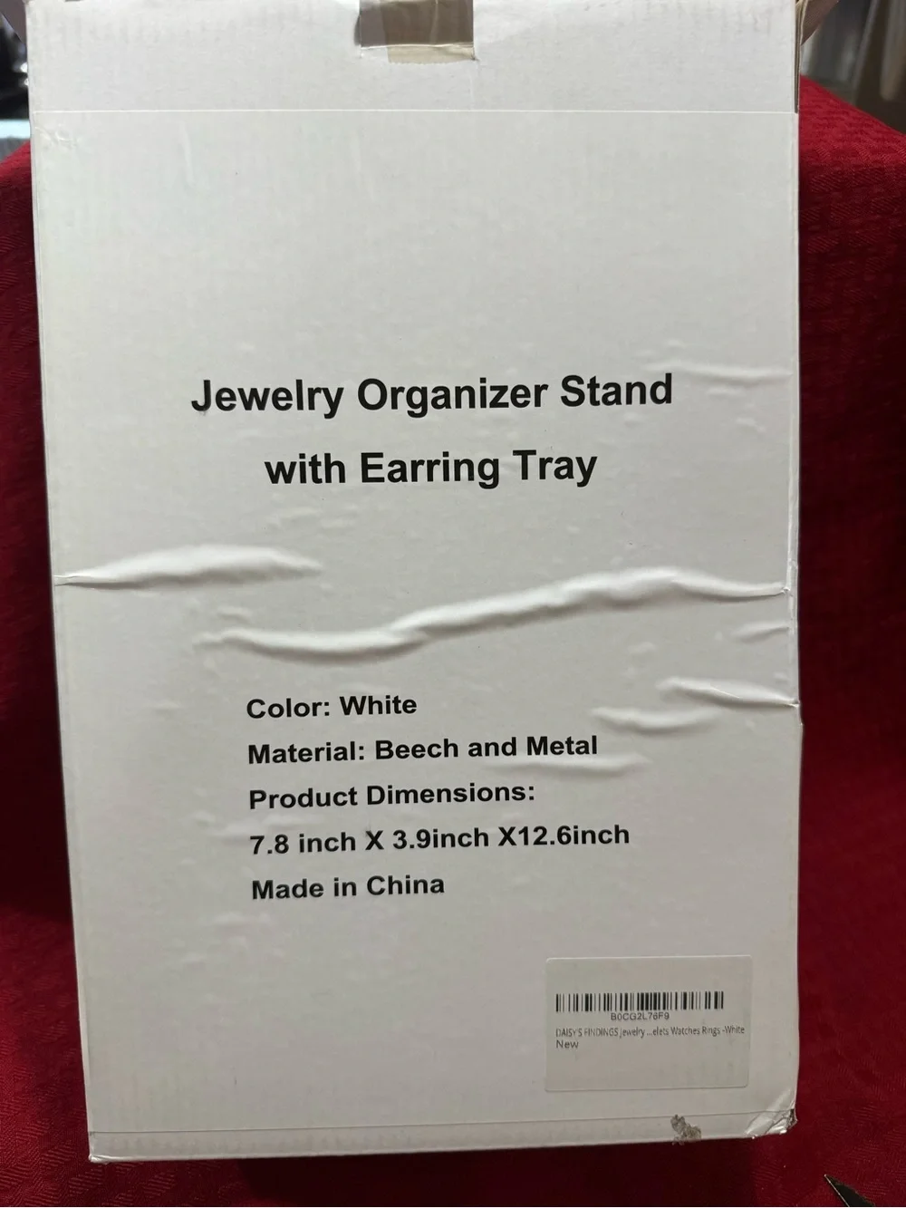 White and Natural Wood Jewelry Organizer Rack